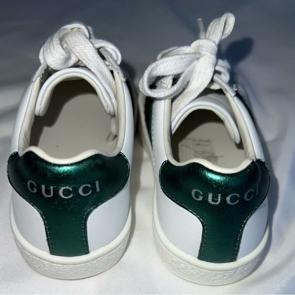 GUCCI TODDLER LEATHER LOW-TOP WITH WEB SIZE 23 - Picture 4 of 5